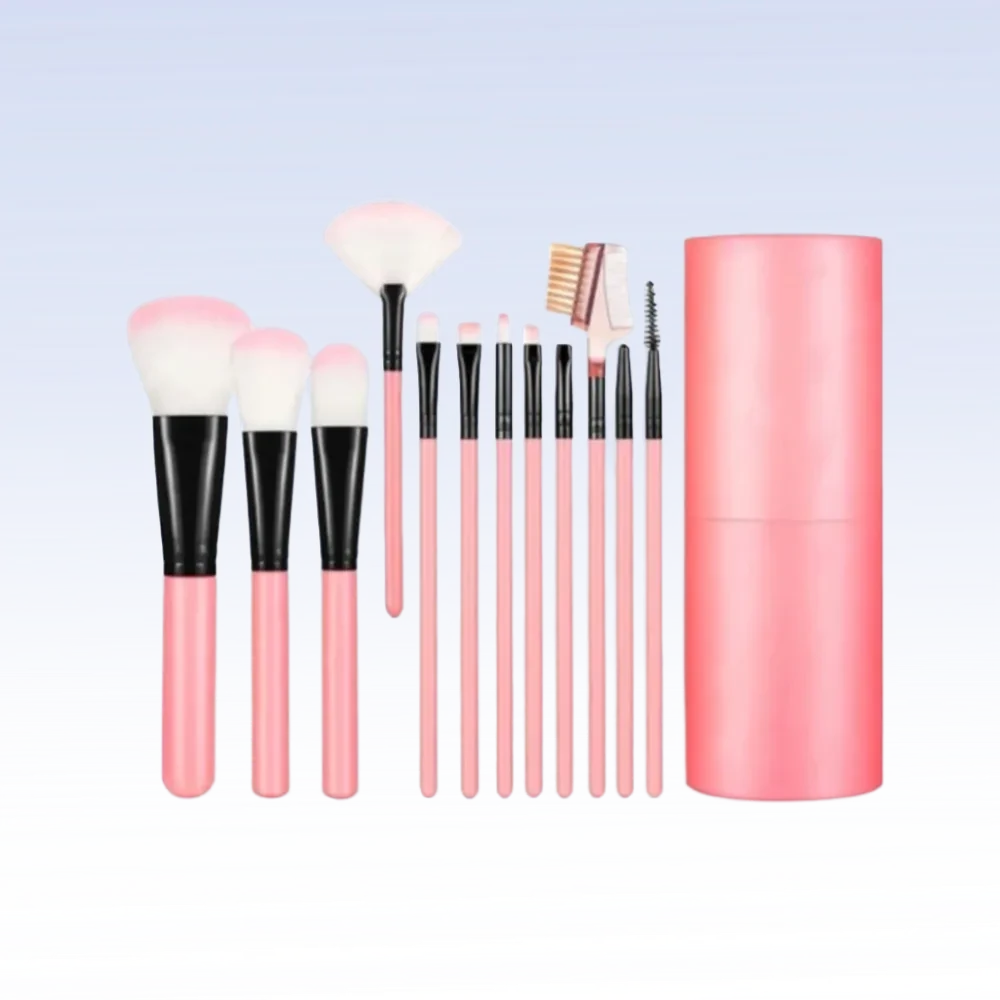 Кисти косметические для макияжа набор в тубусе, 12шт.