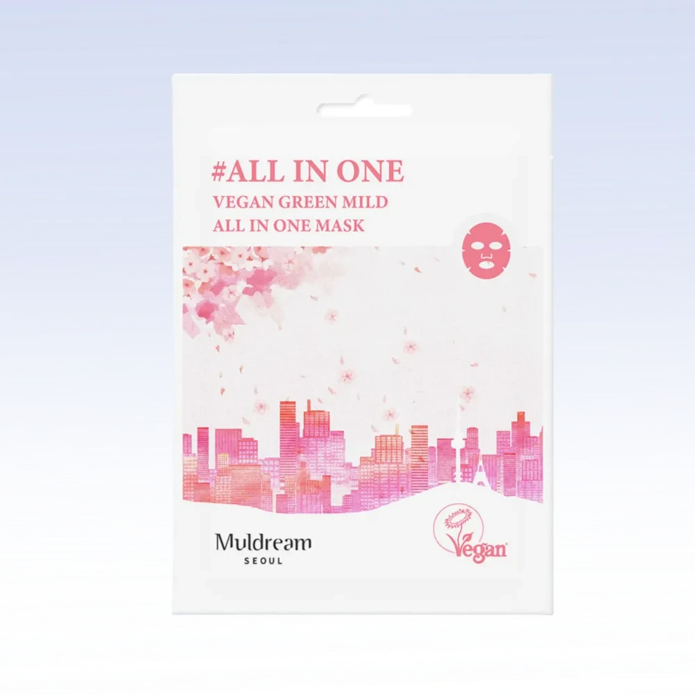 Универсальная тканевая маска для лица универсальная Vegan Green Mild All In One Mask, 25мл