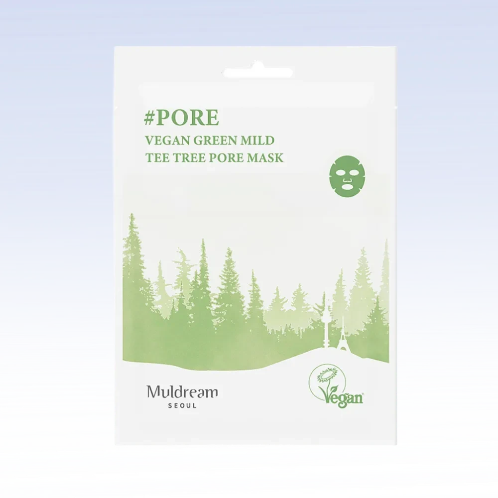 Успокаивающая тканевая маска для лица Vegan Green Mild Tea Tree Pore Mask, 25мл